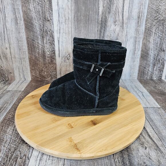 Bearpaw Val Suede Leather Wool Boot Toddler 6 Black Winter Sherpa Snow Outdoor - Picture 4 of 15